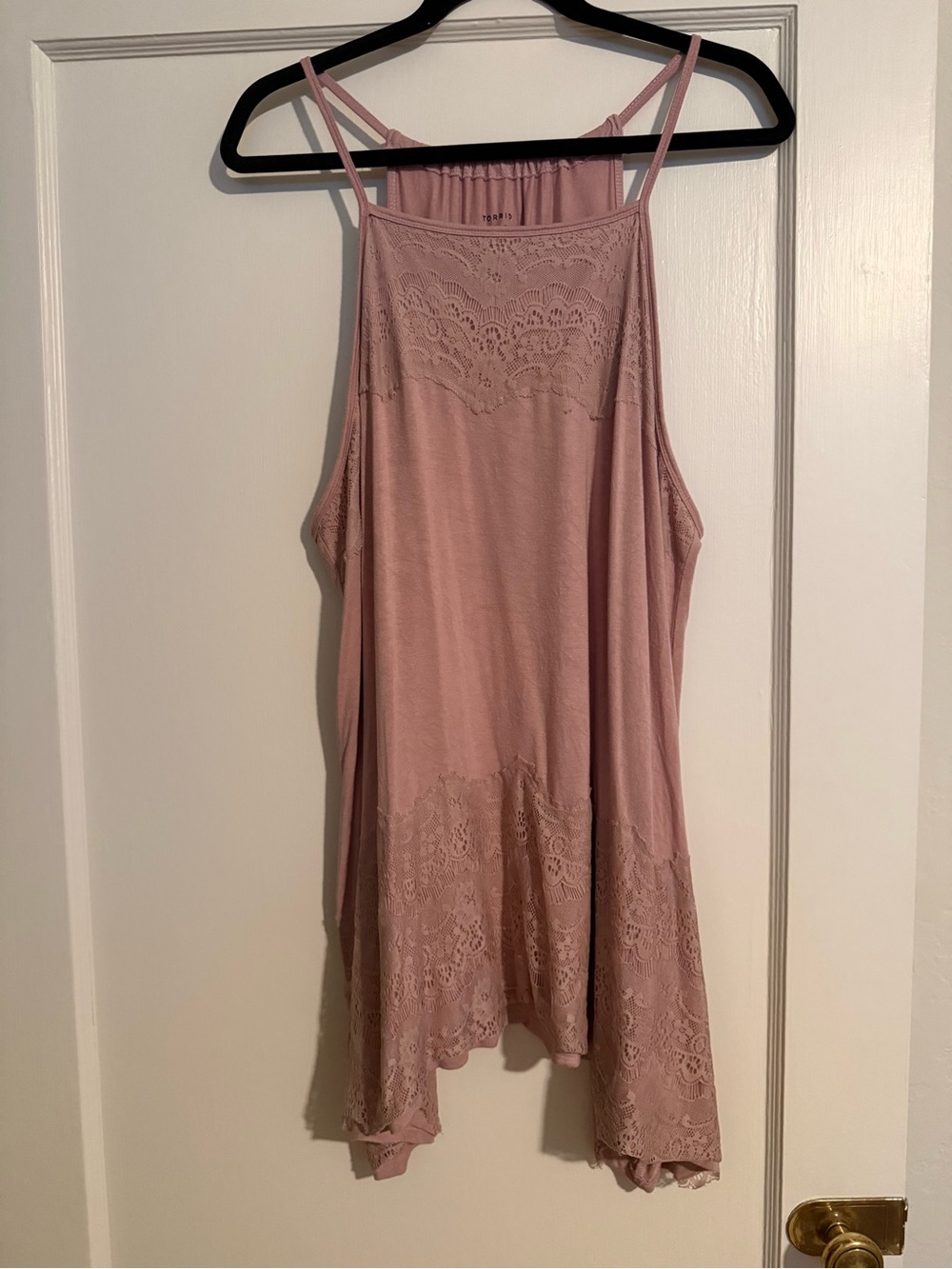 Torrid Lace-Trim Spaghetti Strap Tank Top - Dusty Rose